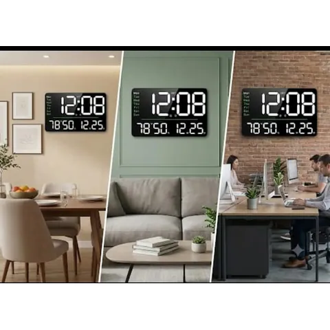 Reloj Digital De Pared, Control Remo, Cronómetro, Alarmas * Negro