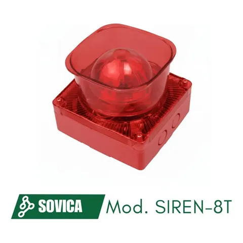 Sirena Con Luz Estroboscópica Multitono / Multiuso, 8 Tonos Rojo