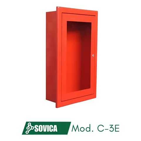 Gabinete Para Extintor Y Válvula, Metálico, Color Rojo C-3e