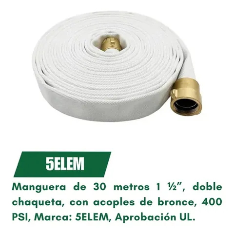 Manguera De 30 Metros 1 1/2, Doble Chaqueta 5 Elem
