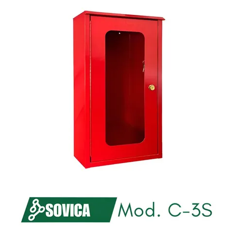 Gabinete Para Extintor Y Válvula, Metálico, Color Rojo C-3 S