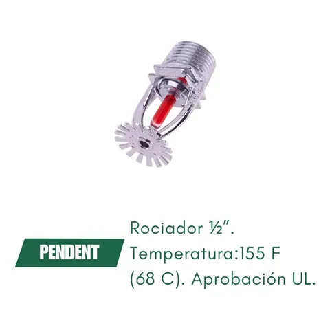 Rociador Pendent. Rosca Exterior 12. Temperatura :155 F Ul